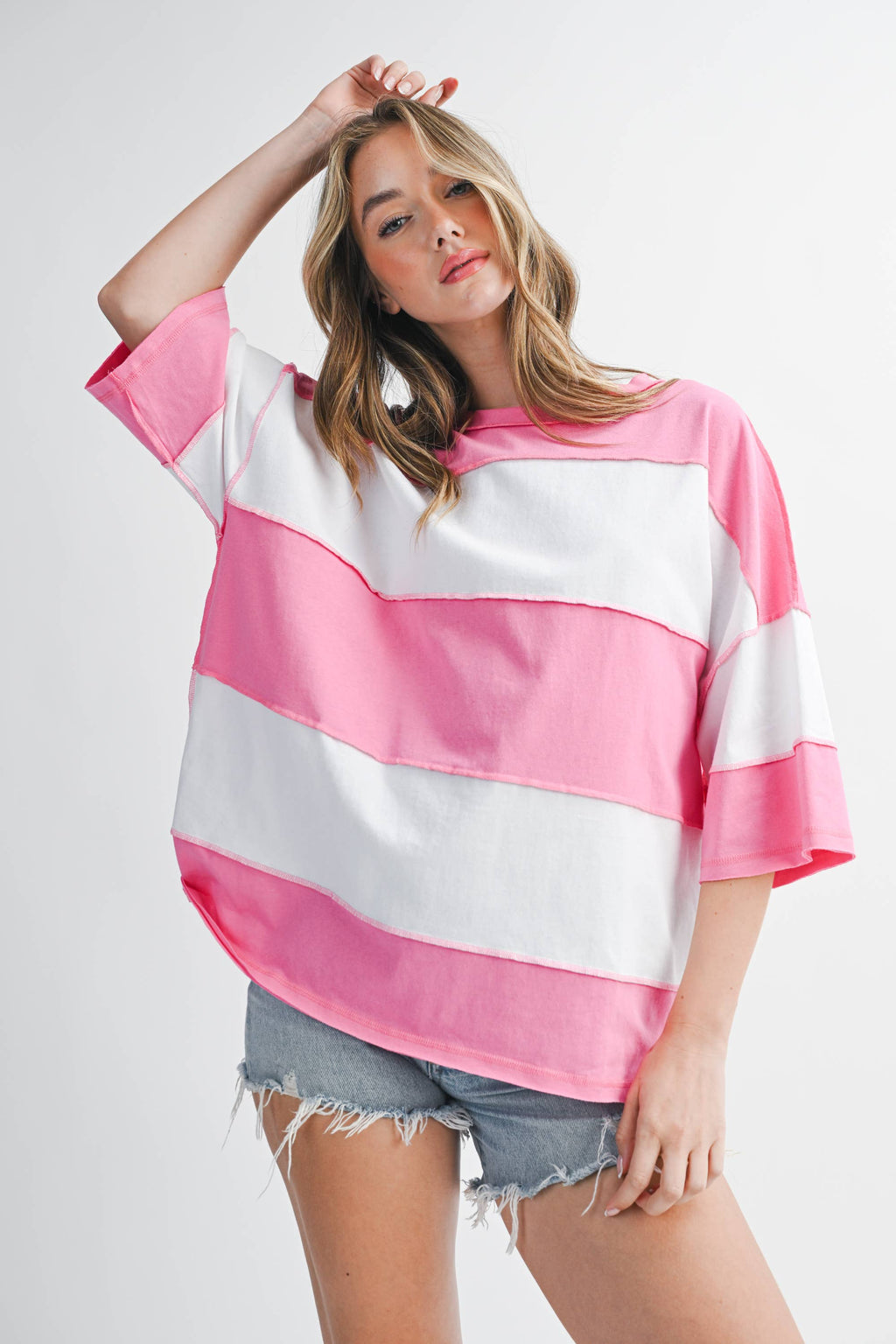 Navy Color Block Top