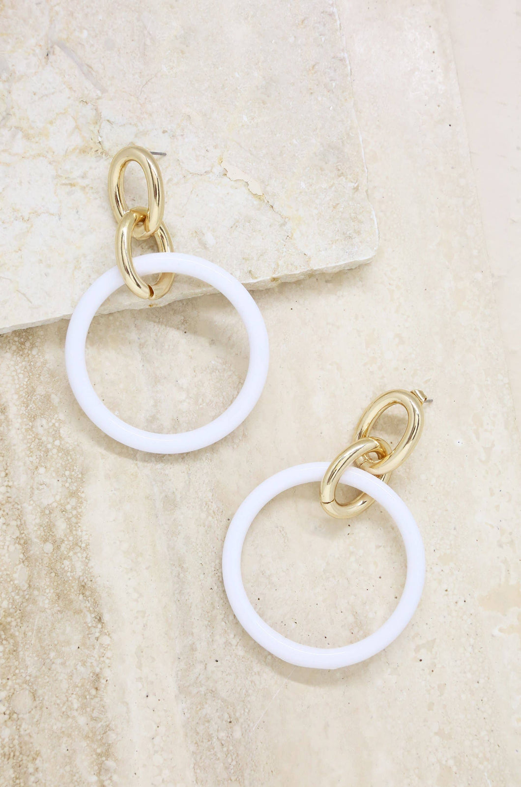 Be True Earrings in White and Gold