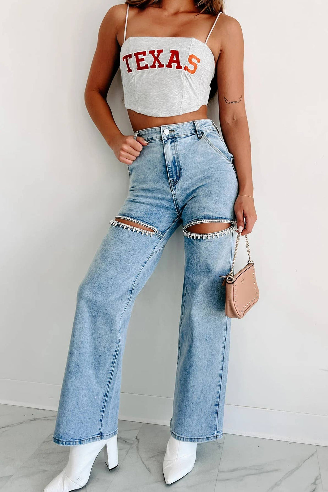 Rhinestone Wide Leg Jean