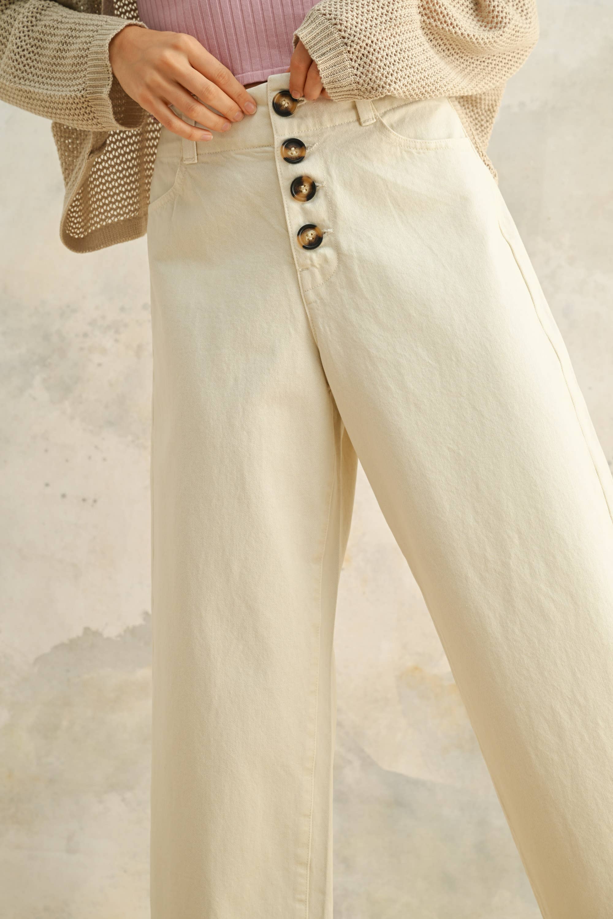 Button Front Detail Trousers