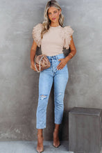 Load image into Gallery viewer, Dotty Mesh Ruffle Sleeve Ribbed Knit Top
