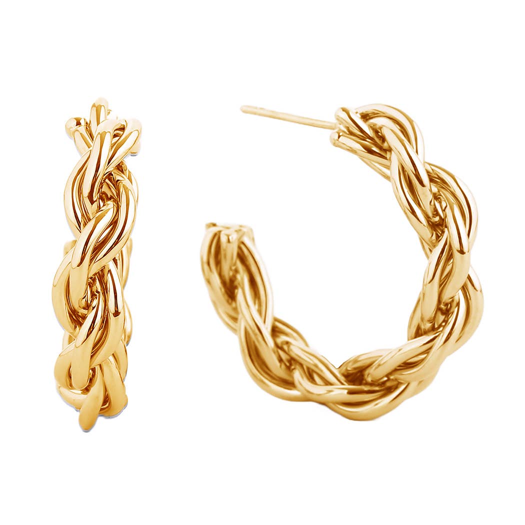 14K Gold-Dipped Chunky Twisted Post Earring: ONE SIZE / GLD