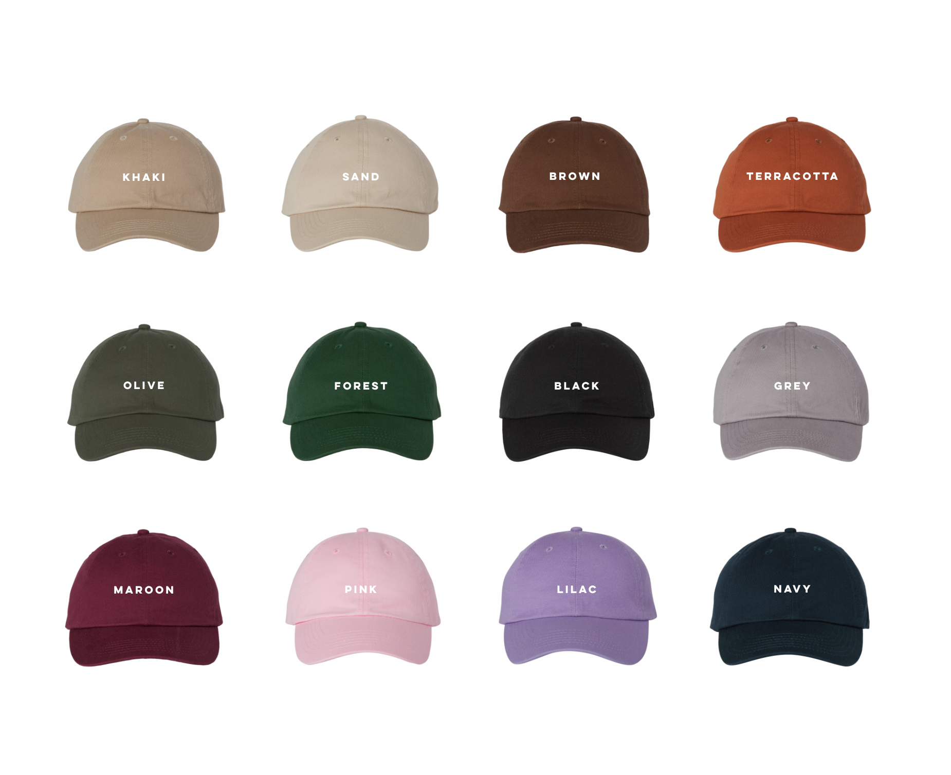 Custom Embroidered Hats: Khaki / Front + Back