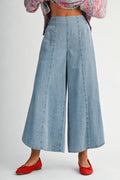 Denim Wash Wide Leg Pants