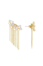 Load image into Gallery viewer, Baguette Crystal Three-In-One 18k Gold Plated Ear Crawlers: Clear Crystals / One Size
