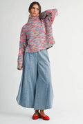 Denim Wash Wide Leg Pants