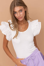 Load image into Gallery viewer, White Puff Sleeve Bodysuit

