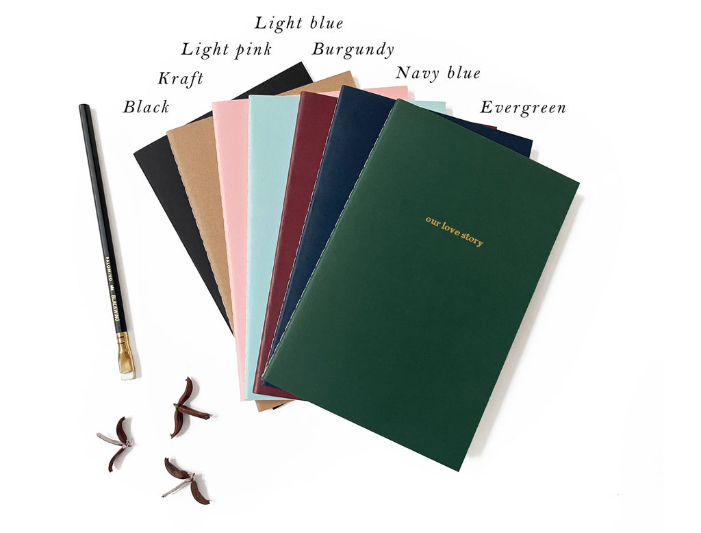 Custom Logo Foil Embossed Medium Saddle Stitch Notebook: Gold / Burgundy