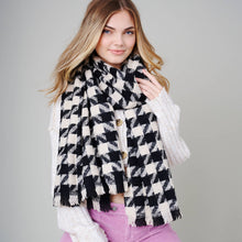 Load image into Gallery viewer, Houndstooth Soft Oblong Scarf: BLACK / ONE SIZE

