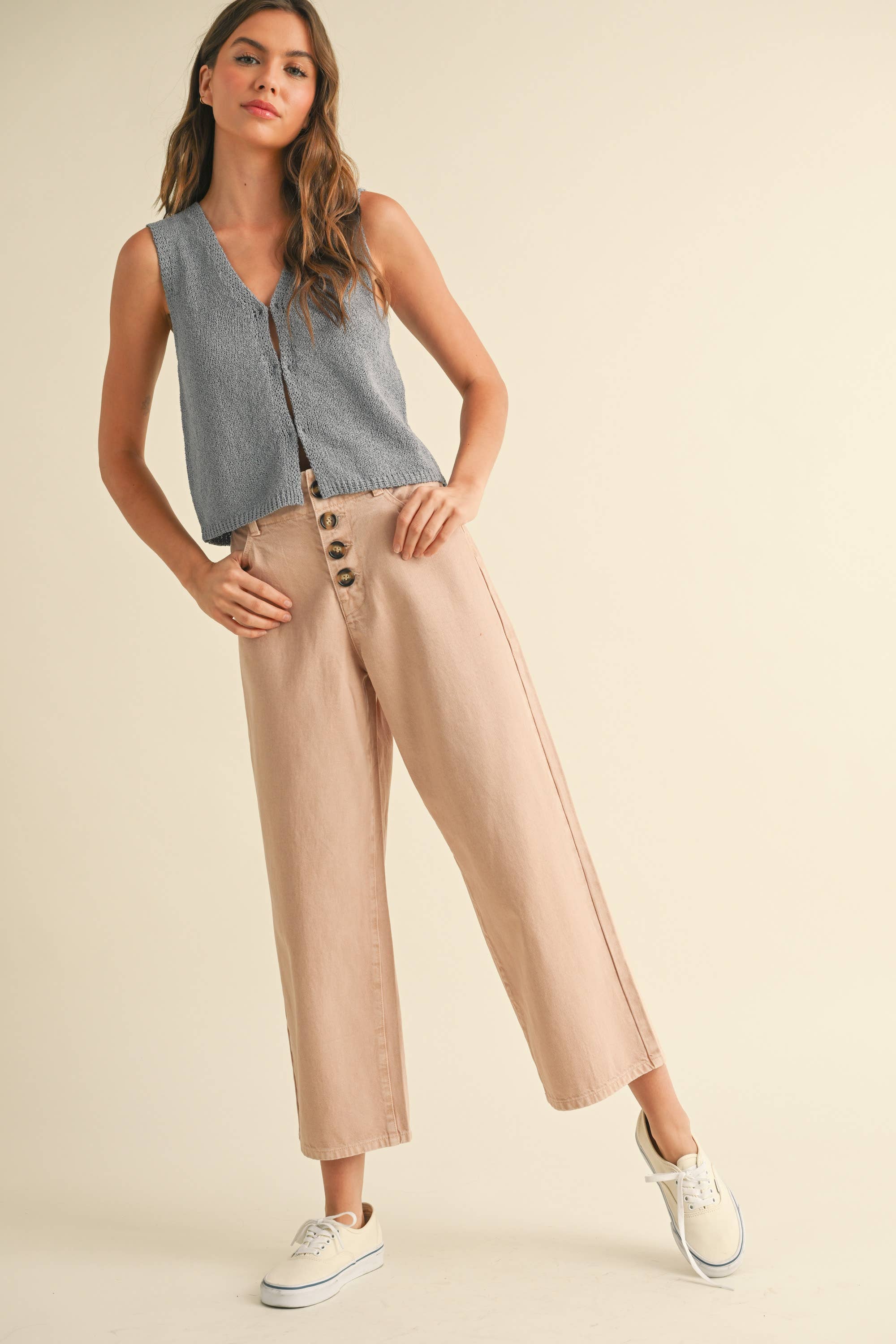 Button Front Detail Trousers