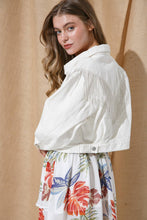 Load image into Gallery viewer, Denim Waist Length Rhinestone Fringe Jacket: CAMEL
