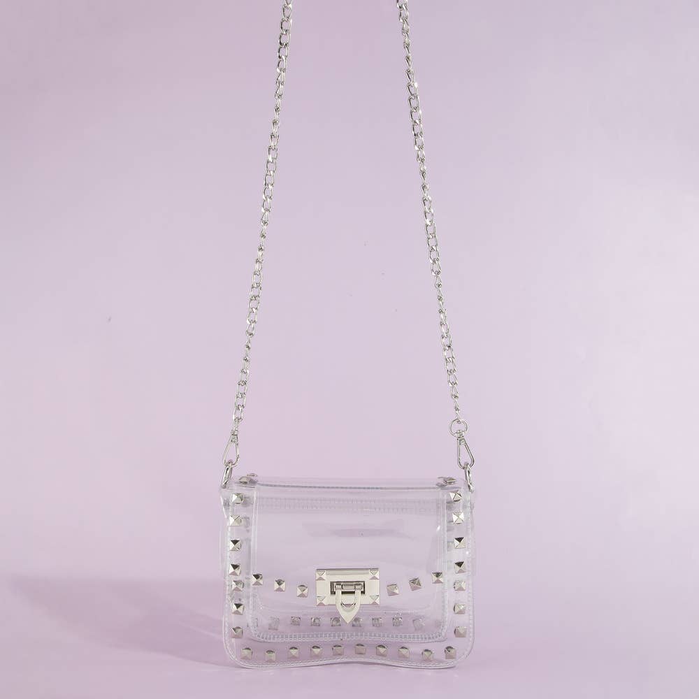 Clear Studded Crossbody Stadium Bag