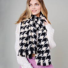 Load image into Gallery viewer, Houndstooth Soft Oblong Scarf: BLACK / ONE SIZE
