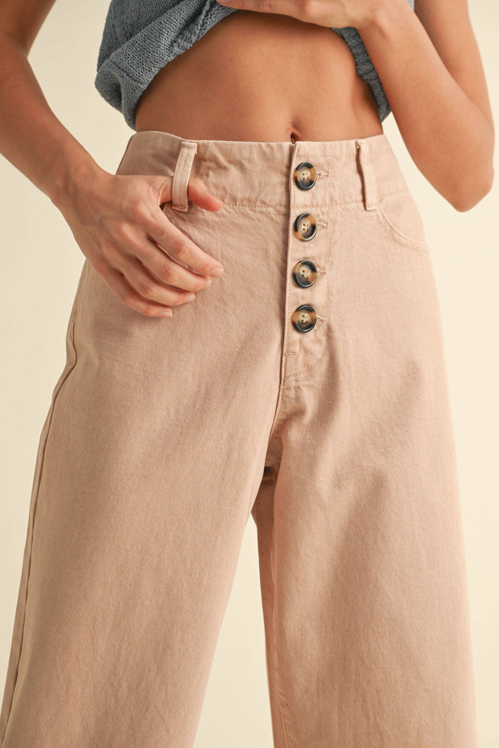 Button Front Detail Trousers