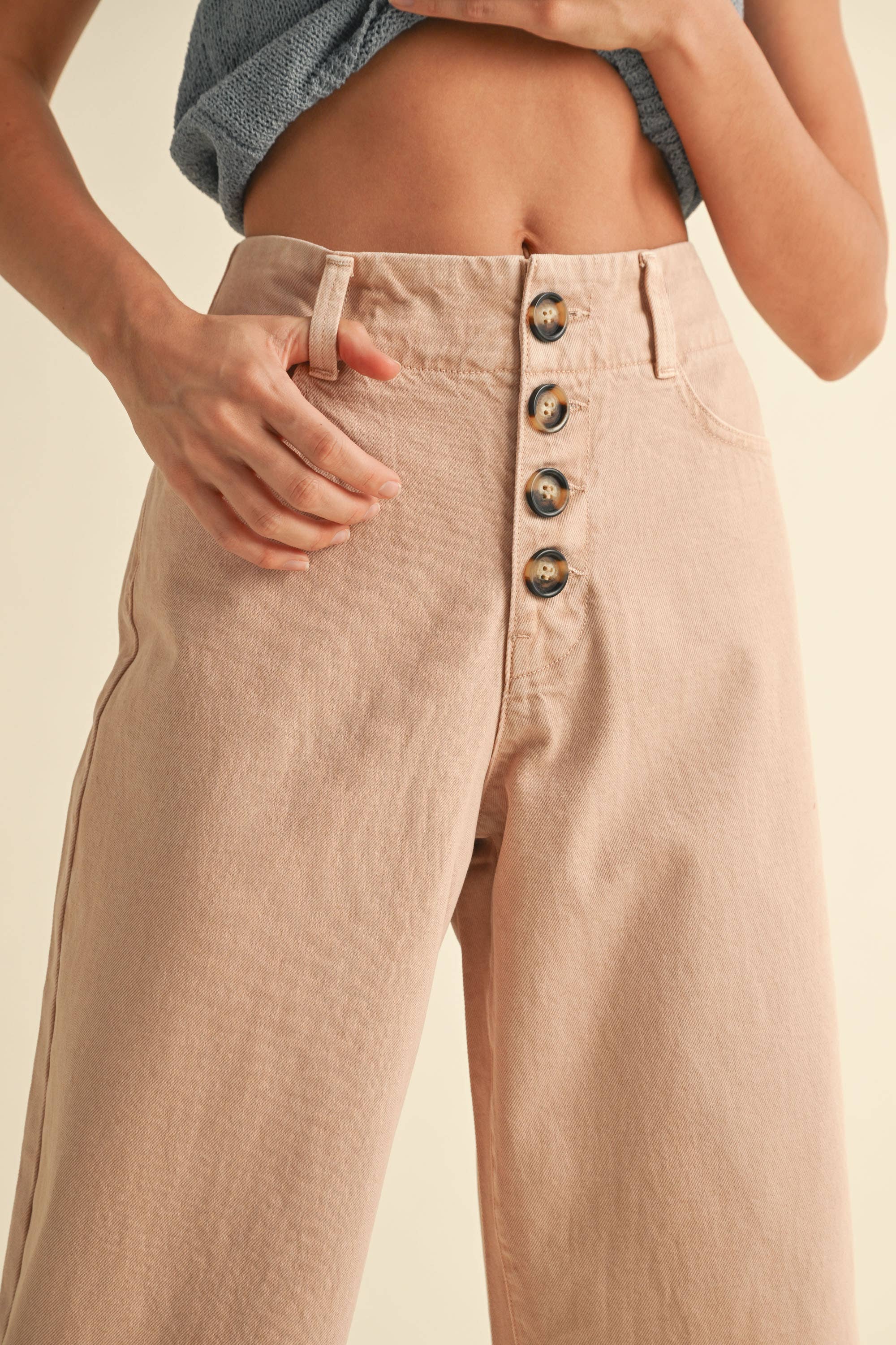 Button Front Detail Trousers