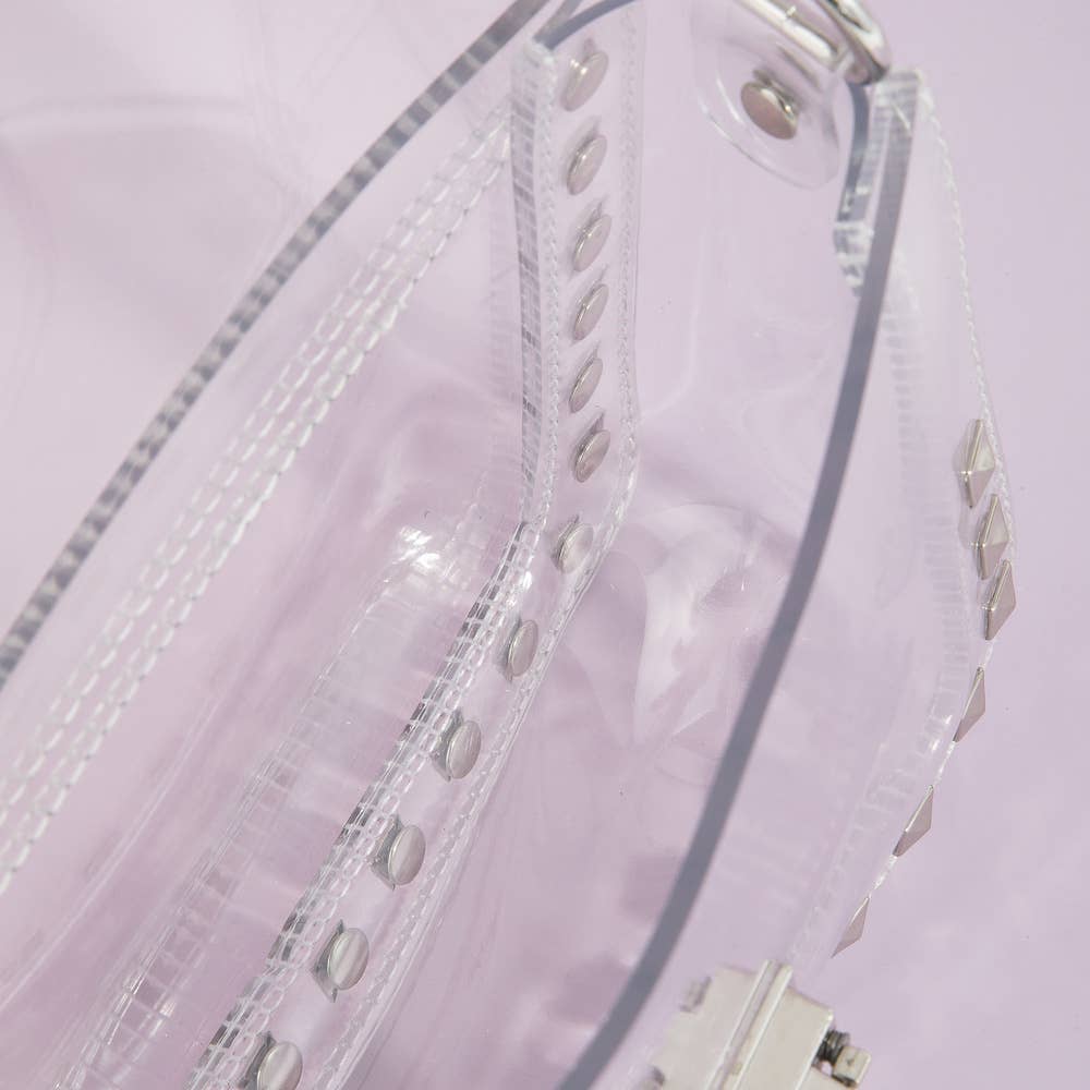 Clear Studded Crossbody Stadium Bag