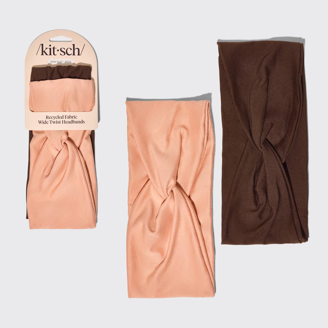 Recycled Fabric Wide Twist Headbands 2pc Set- Rosewood