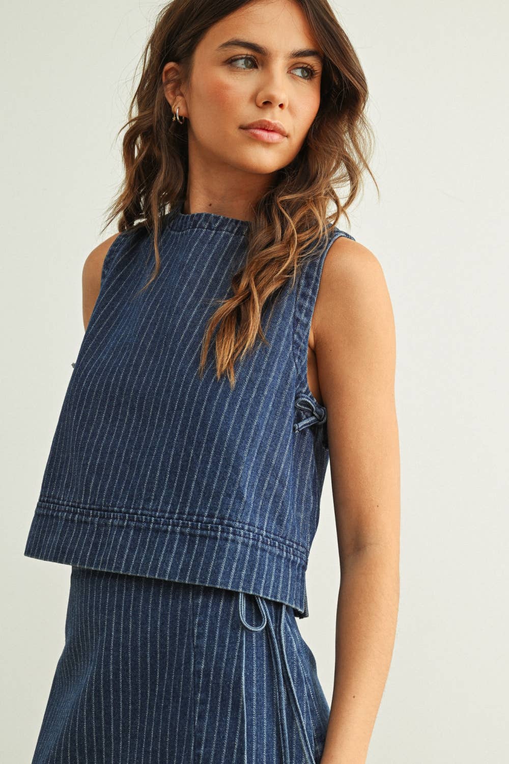 Pinstriped Denim Top