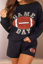 Load image into Gallery viewer, GAME DAY Rugby Football Graphic Pullover and Shorts Set: Black / Missy / L
