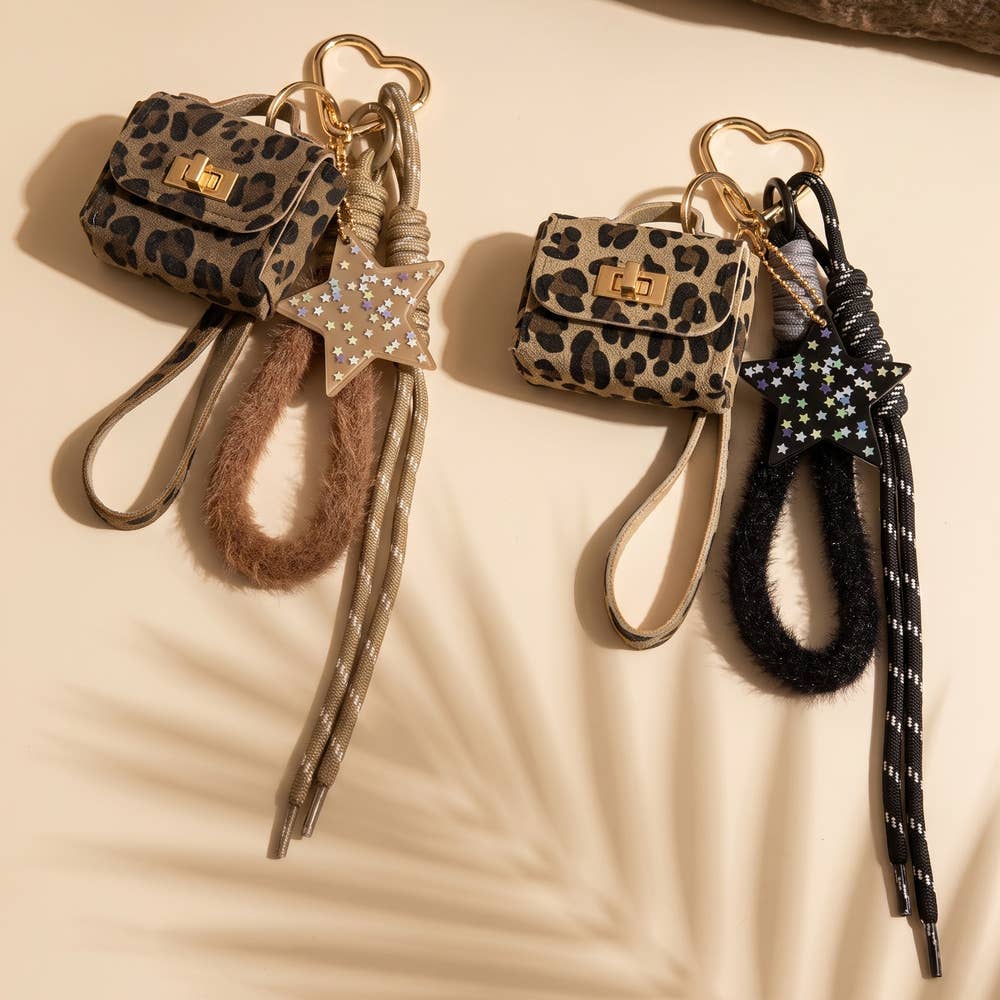 Leopard Print Mini Bag Charm