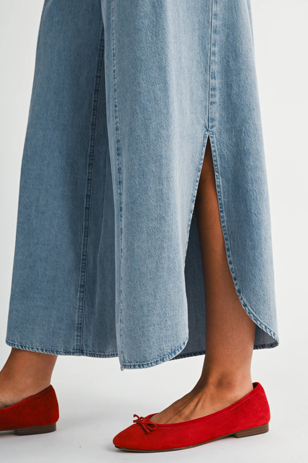 Denim Wash Wide Leg Pants