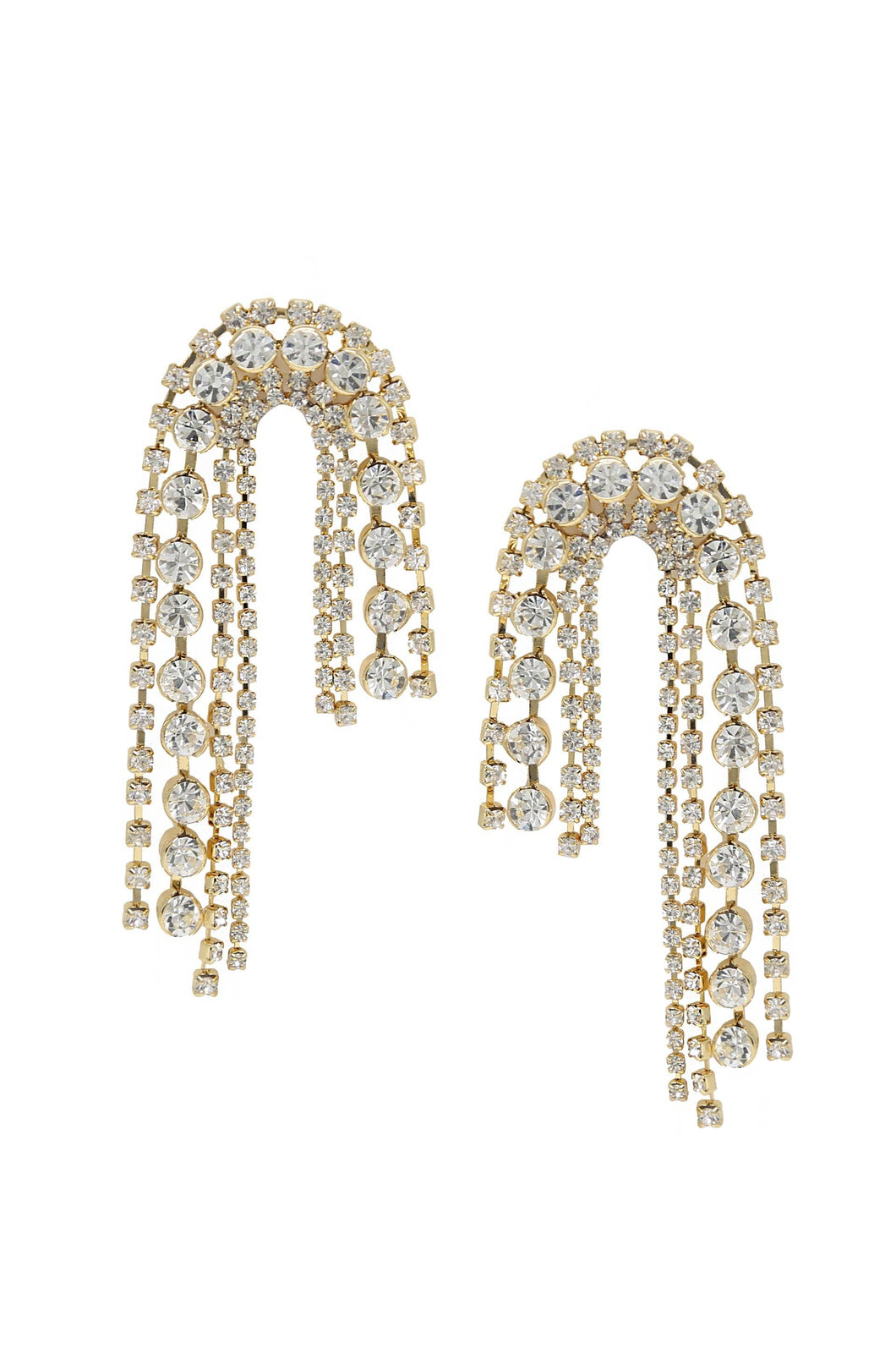 Crystal Arch Chain 18k Gold Plated Statement Earrings