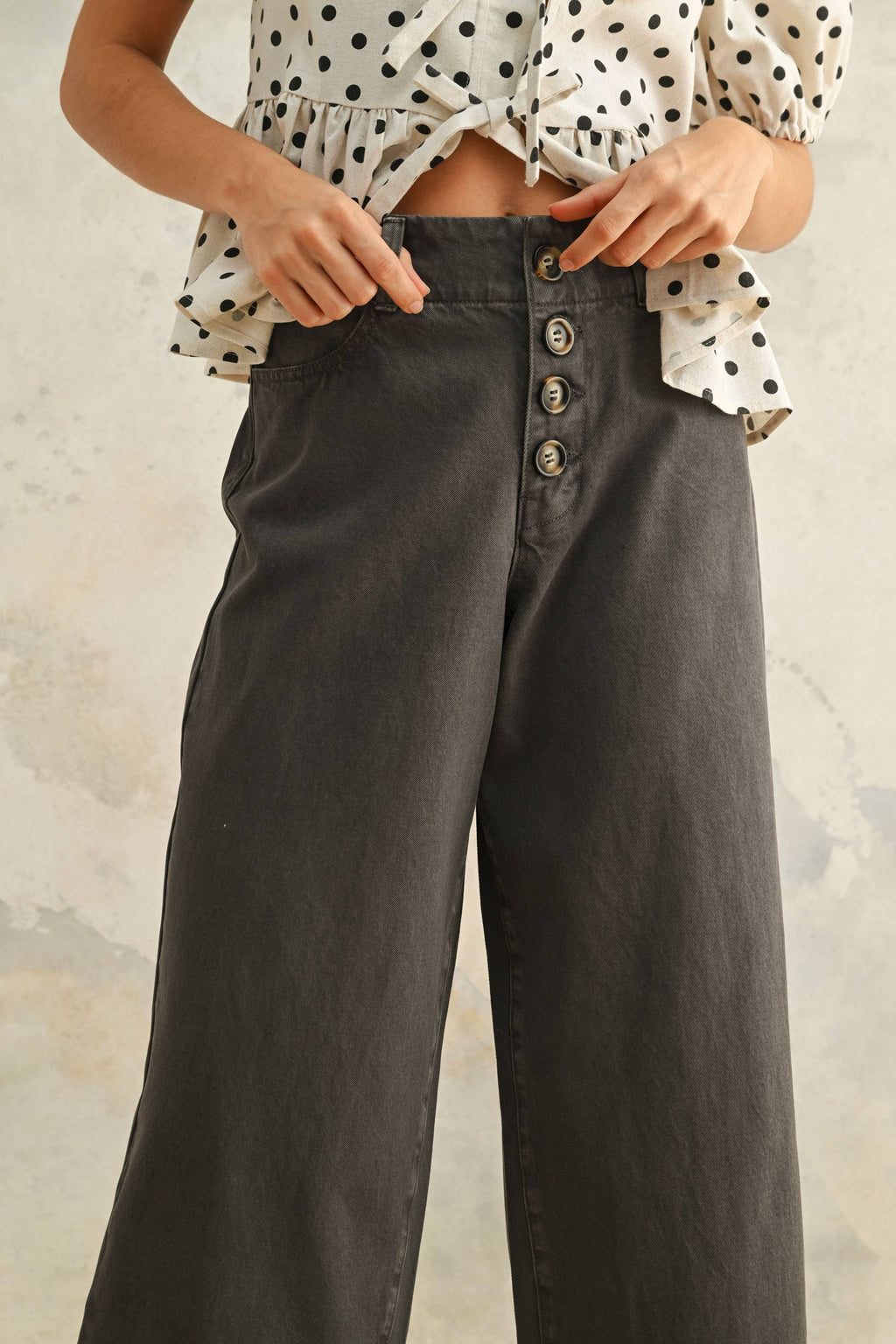 Button Front Detail Trousers