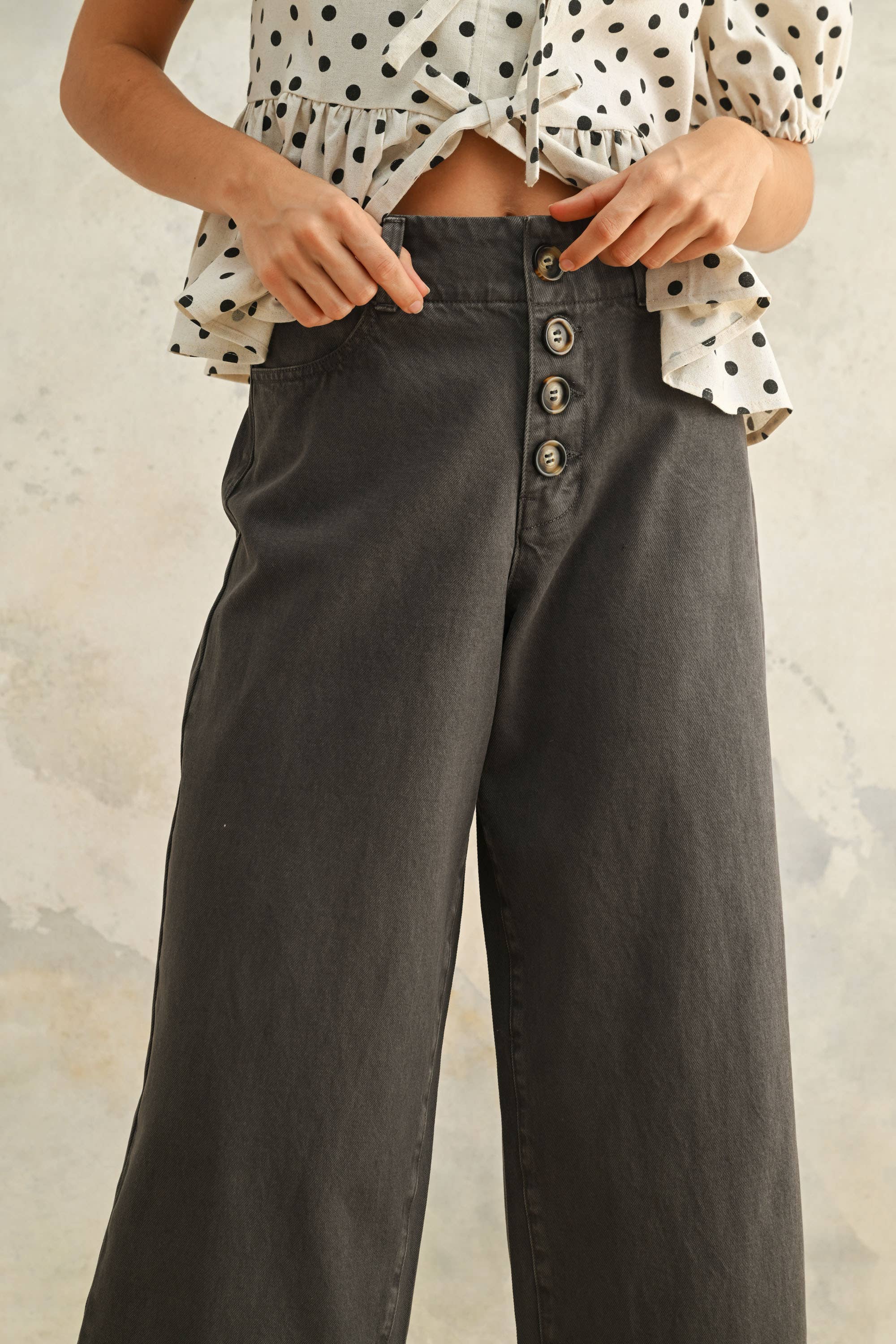 Button Front Detail Trousers