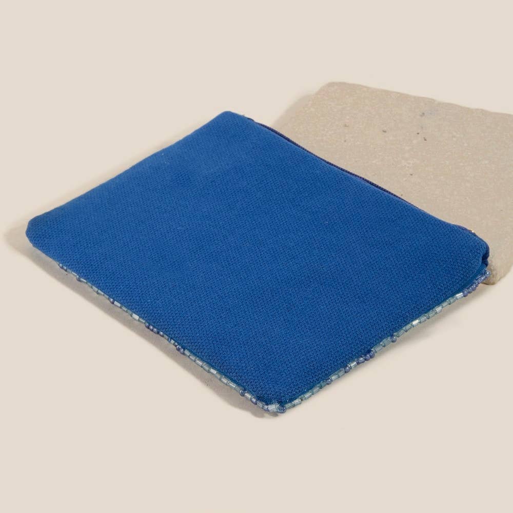 Blue Mahjong Money Beaded Coin Purse
