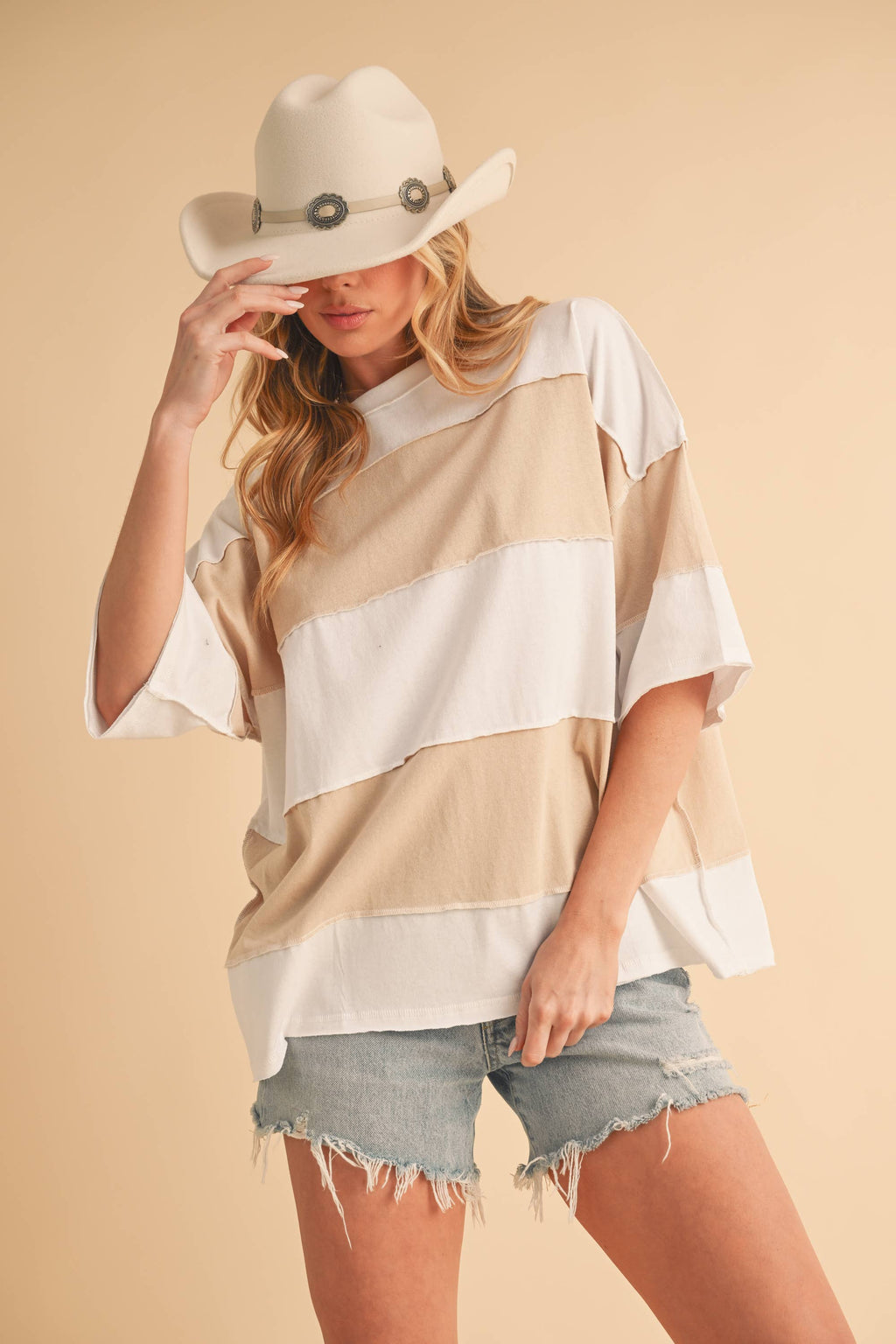 Navy Color Block Top