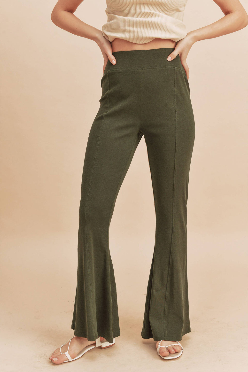 Gloria Flare Pants: Olive