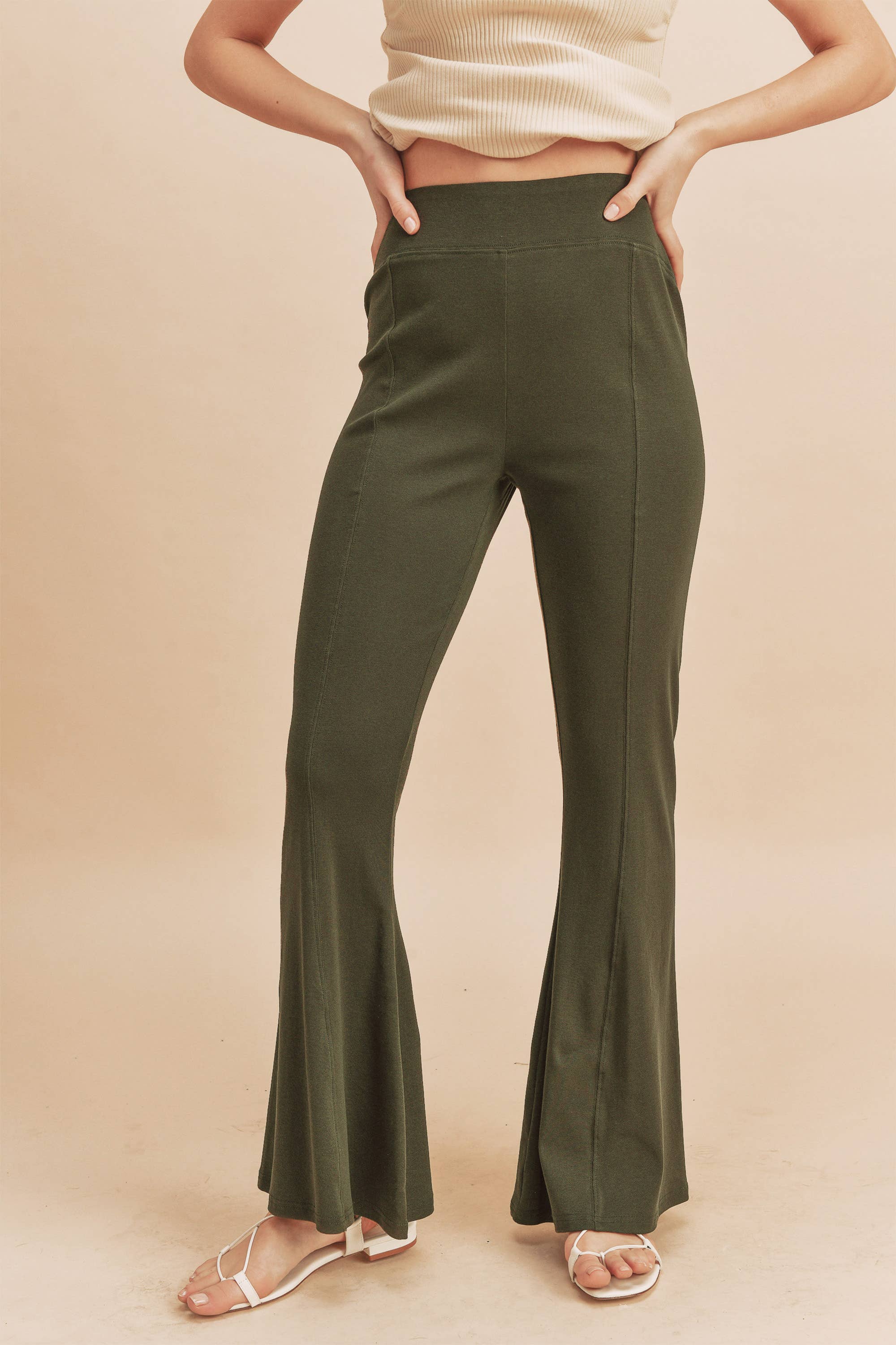 Gloria Flare Pants: Olive