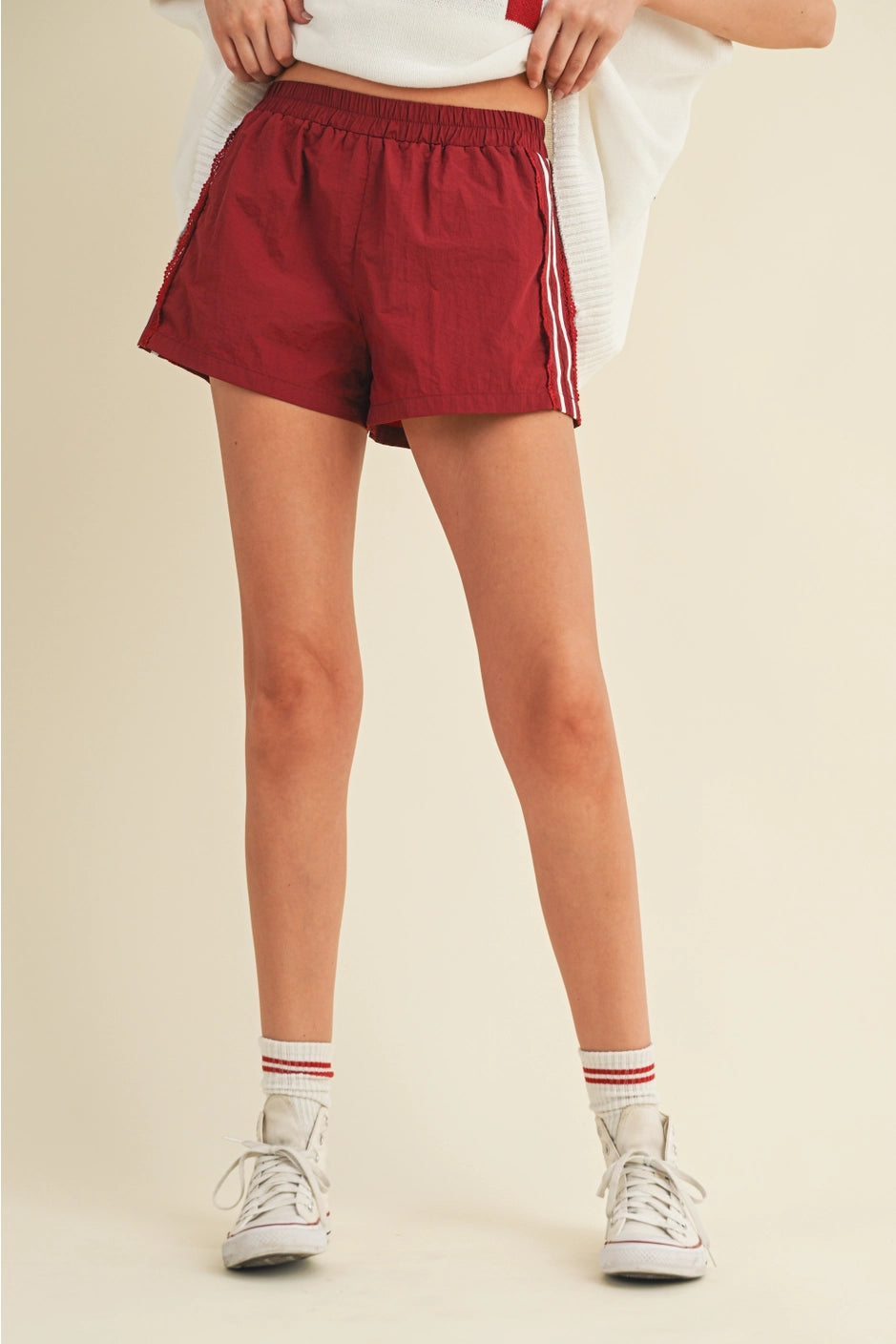 Side Lace Trim Game Day Shorts