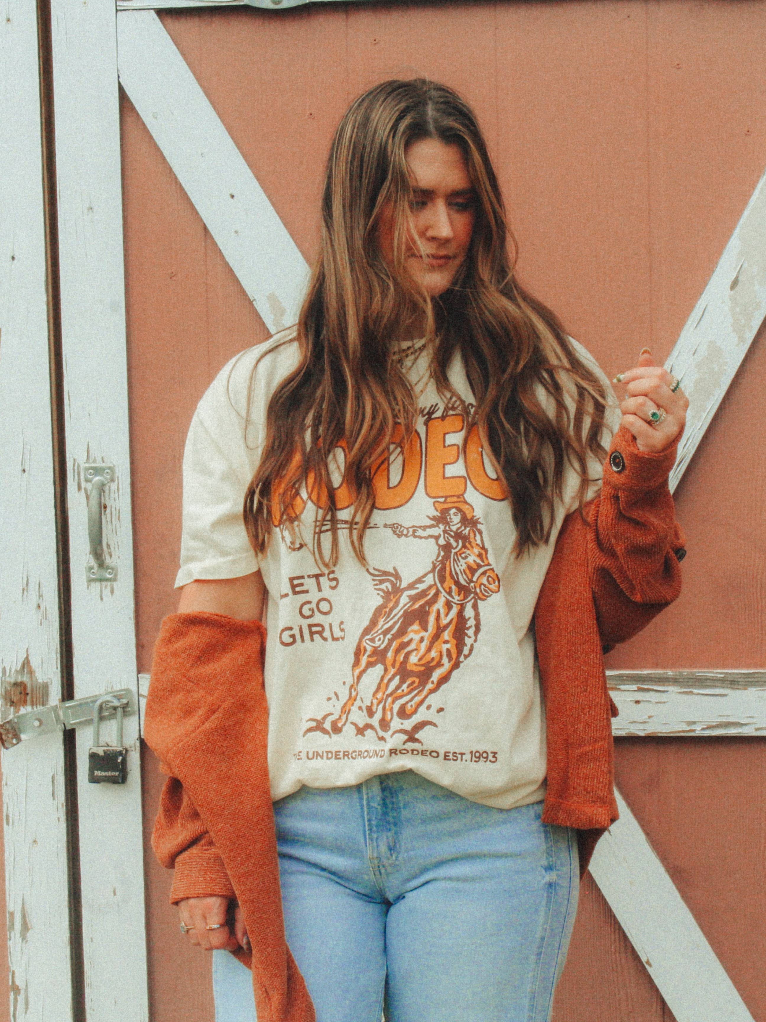 This is My First Rodeo, Western Boxy Cotton TShirt: Ivory / M