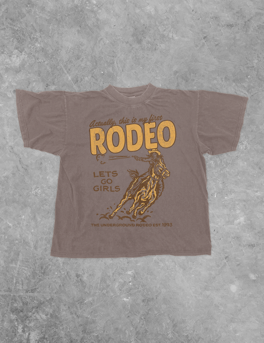 This is My First Rodeo, Western Boxy Cotton TShirt: Ivory / M