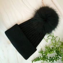 Load image into Gallery viewer, Fur Luxe Beanie: Luxe Black
