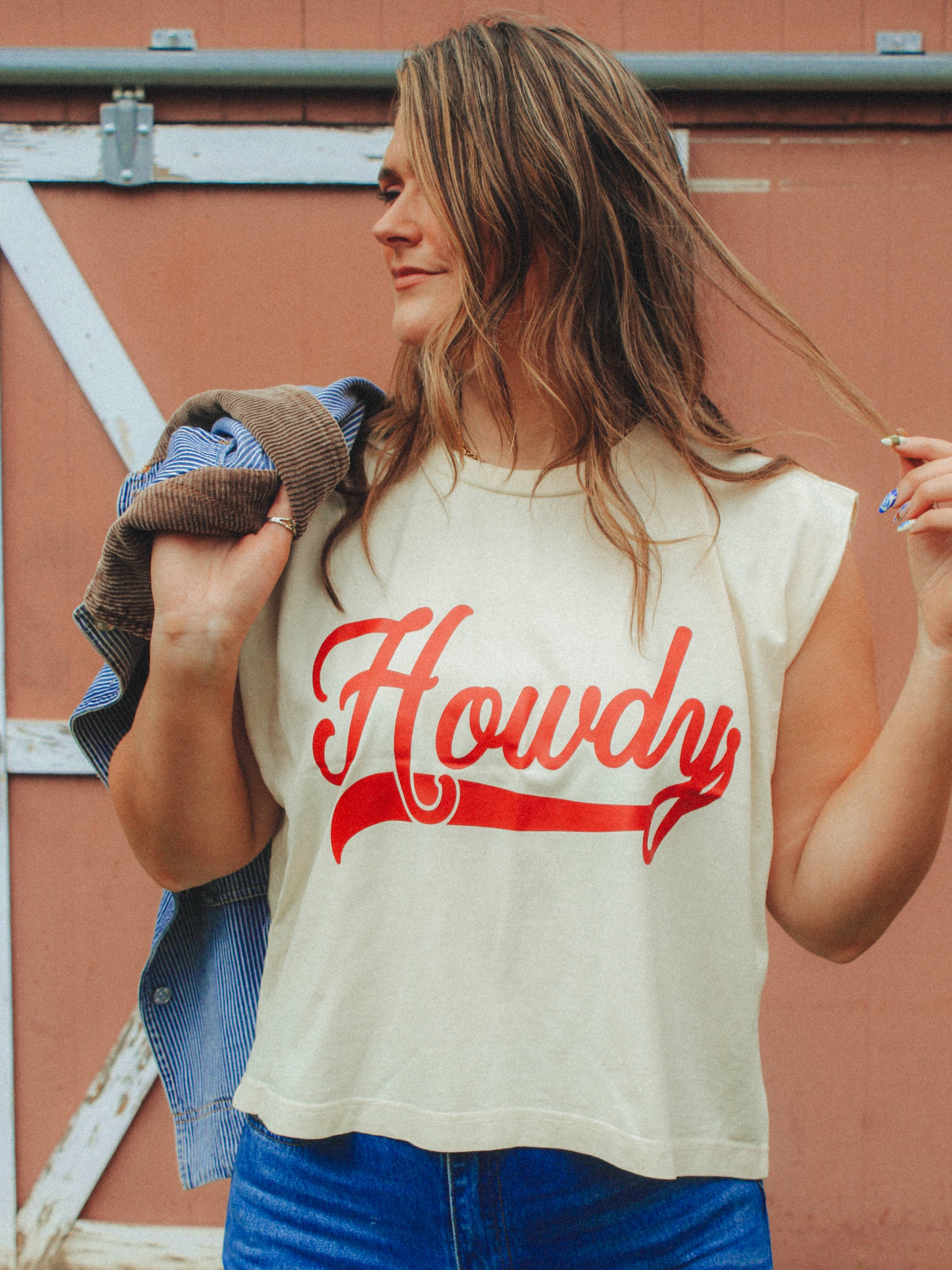 Howdy  Boxy Cropped Muscle Tank