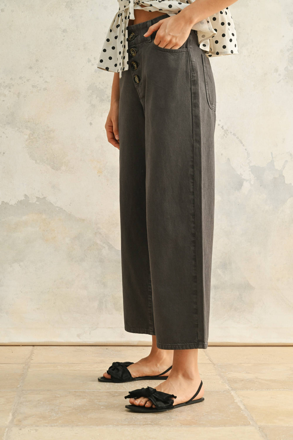 Button Front Detail Trousers