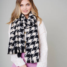 Load image into Gallery viewer, Houndstooth Soft Oblong Scarf: BLACK / ONE SIZE
