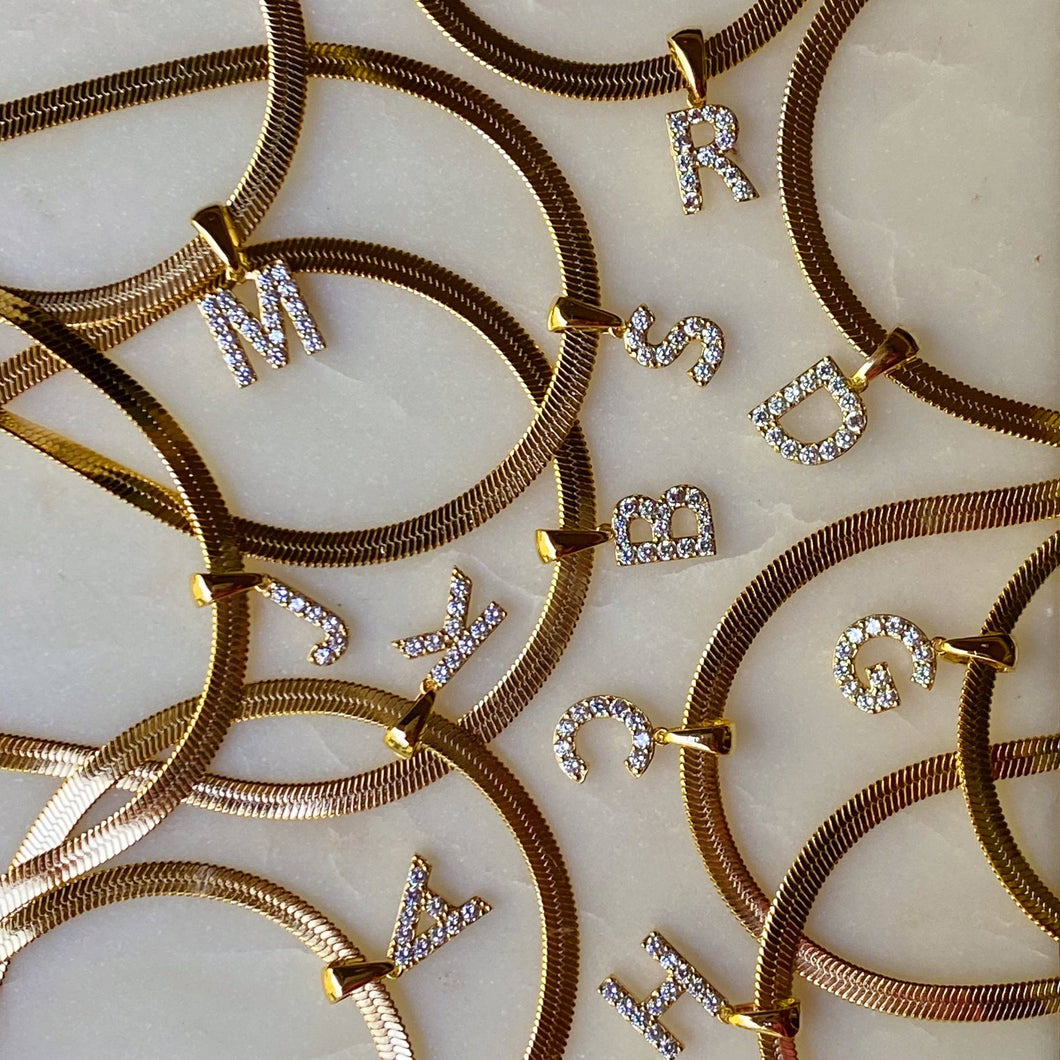 Herringbone Chain Initial Anklet Prepack