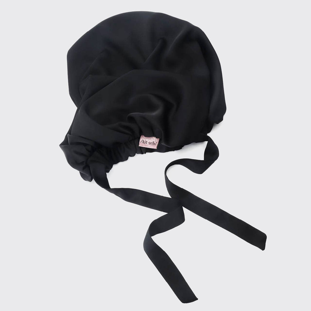 Satin Sleep XL Adjustable Bonnet - Black