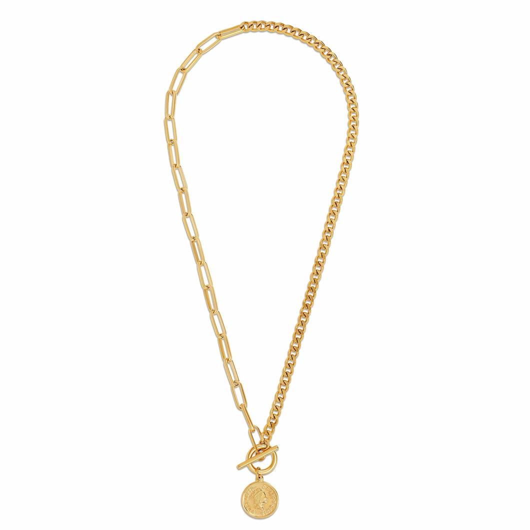 Ellie Vail - Stacie Toggle Chain Coin Necklace: Yellow Gold