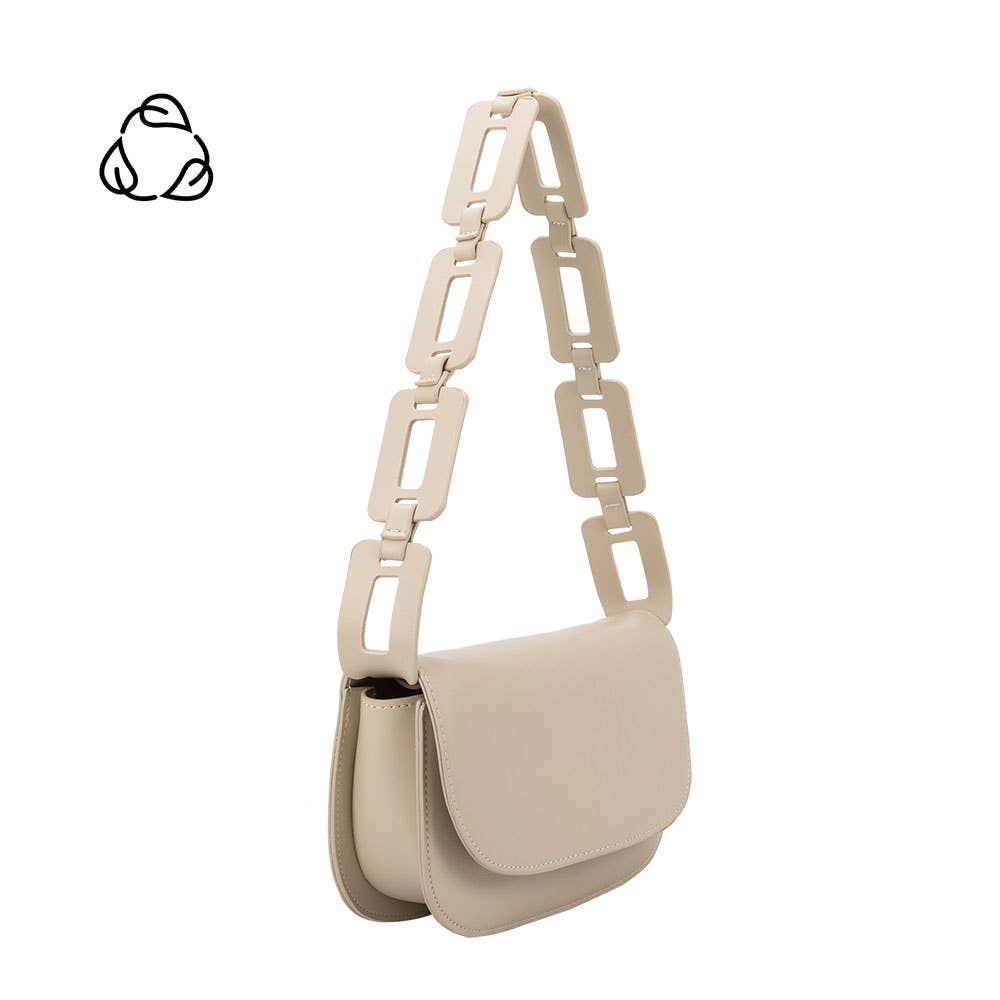 Inez Recycled Vegan Leather Shoulder Bag in Bone