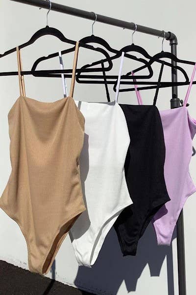 White Ribbed Bodysuits