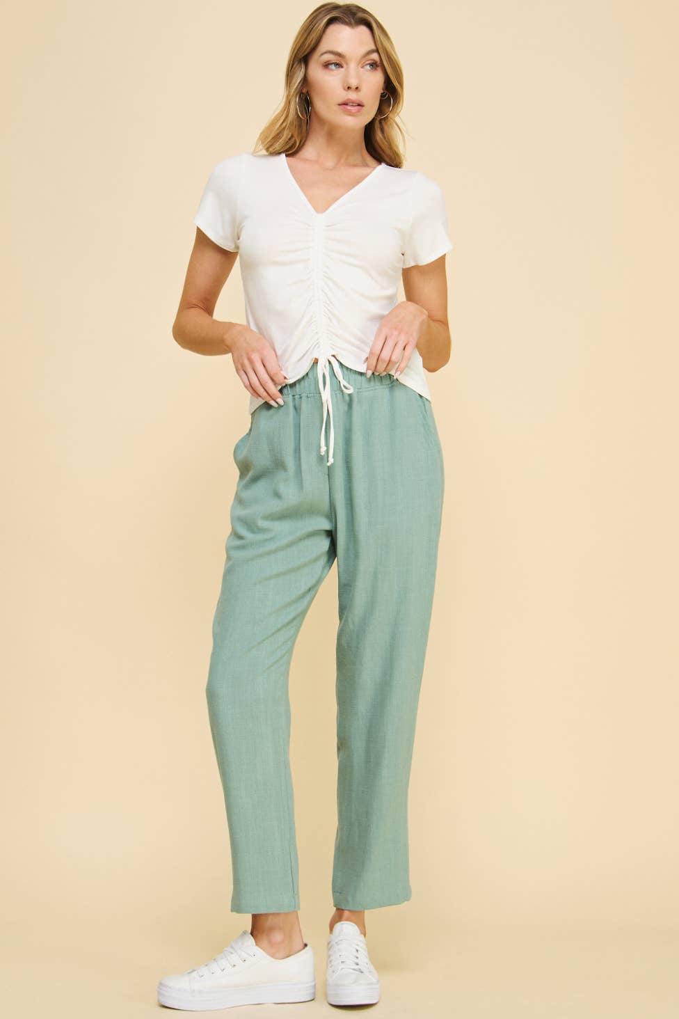 Dreamland Bali Linen Pants Light Sage